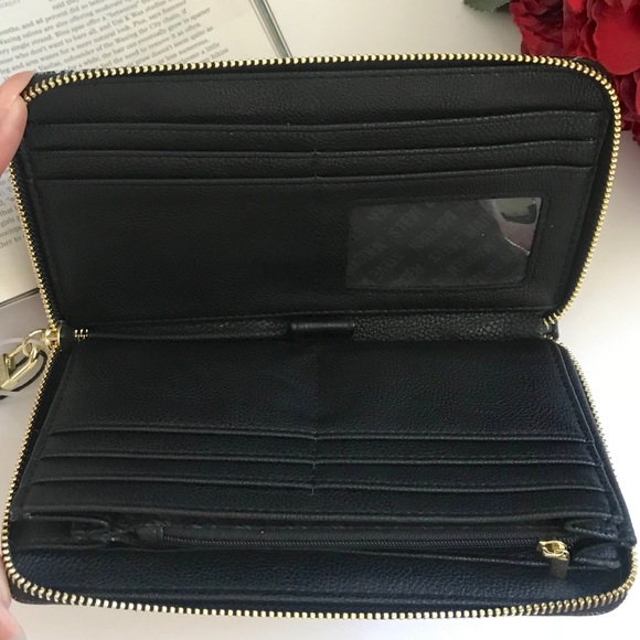 Steve Madden Black Logo Floral Wallet Wristlet - Picture 4 of 5